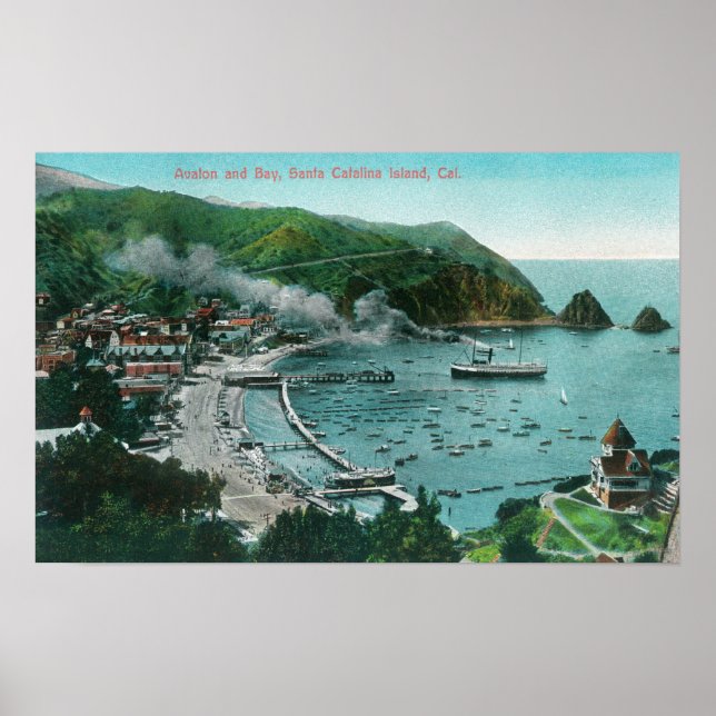 Poster Vue aérienne d'Avalon et Baie (Devant)