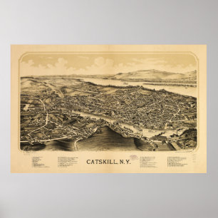 Poster Vue aérienne de Catskill, New York (1889)
