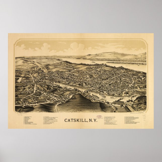 Poster Vue aérienne de Catskill, New York (1889) (Devant)