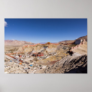Poster Vue aérienne de Gyantse & monastère de Palcho - Ti