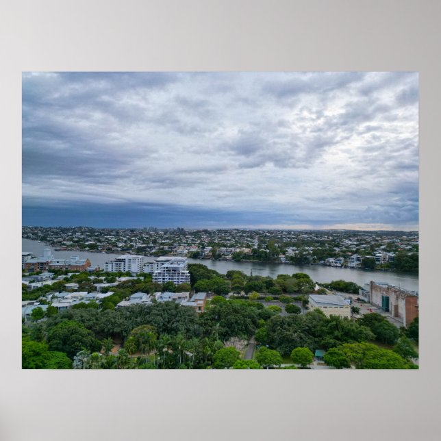 Poster Vue aérienne de la rivière Brisbane depuis une nou (Devant)