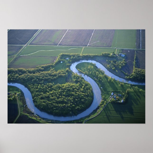 Poster Vue aérienne de la rivière Rouge du Nord (Devant)
