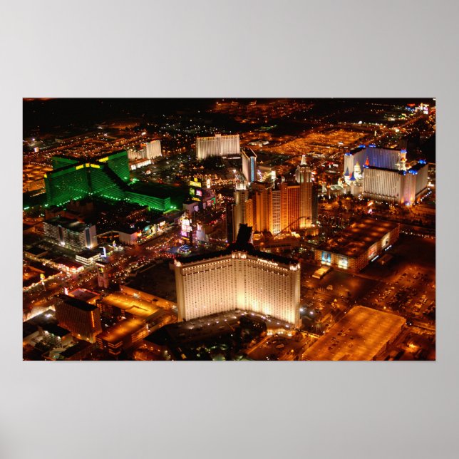 Poster Vue aérienne de Las Vegas depuis un blimp (Devant)
