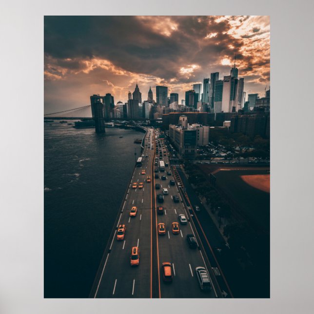 Poster Vue aérienne de Manhattan City (Devant)