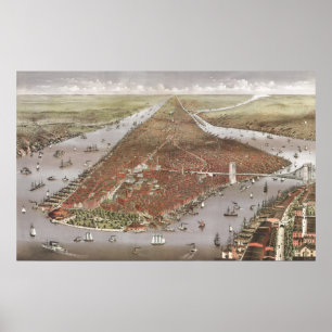 Poster Vue aérienne de Manhattan, New York, États-Unis