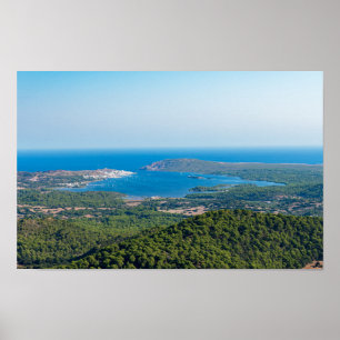 Poster Vue aérienne de Menorca depuis le sommet de Monte 