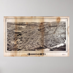 Poster Vue aérienne de Schenectady, New York (1882)