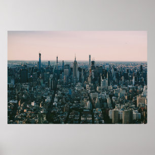 POSTER VUE AÉRIENNE DES BÂTIMENTS DE LA VILLE EN JOURNÉE