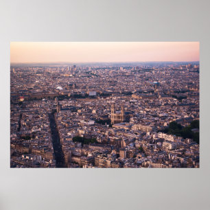 POSTER VUE AÉRIENNE DES BÂTIMENTS DE LA VILLE EN JOURNÉE