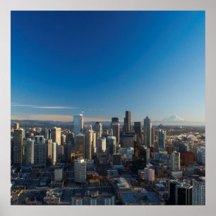 Poster Vue aérienne d'horizon de ville de Seattle