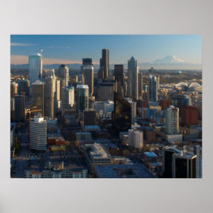 Poster Vue aérienne d'horizon de ville de Seattle