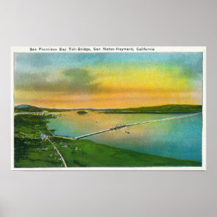 Poster Vue aérienne du pont de baie à Hayward, CA