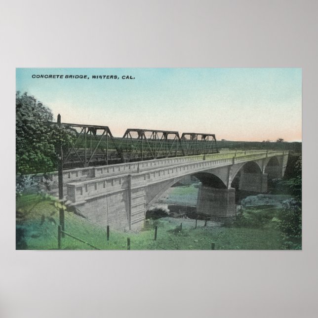 Poster Vue aérienne du pont de Putah CreekWinters, CA (Devant)