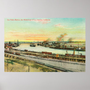 Poster Vue aérienne du port de San Pedro