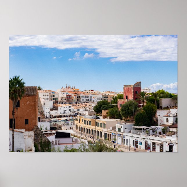 Poster Vue aérienne du port et de la ville de Ciutadella  (Devant)