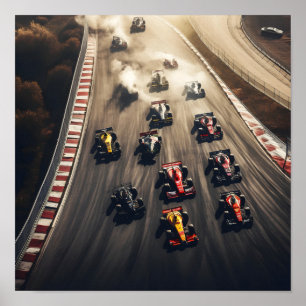 Poster Vue aérienne d'une course de Formule 1