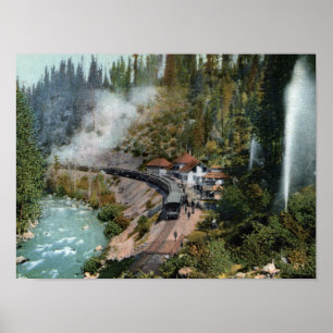 Poster Vue aérienne d'une station de train