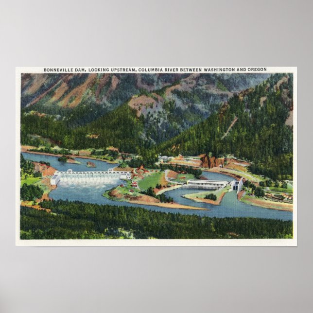 Poster Vue aérienne En amont de la Bonneville (Devant)
