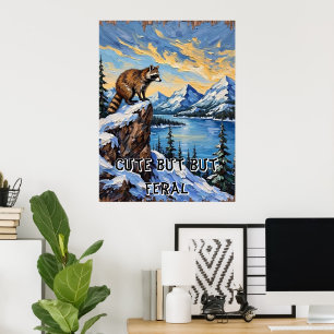 Poster Vue arctique : Raccoon au-dessus du lac Ice