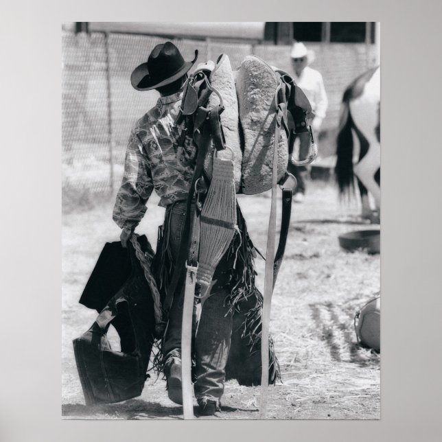 Poster Vue arrière de l'engin de transport de cow-boy (Devant)