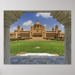 Poster Vue arrière de l'hôtel Umaid Bhawan Palace, Jodjpu