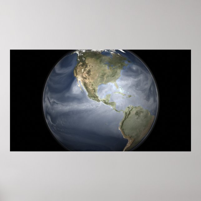 Poster Vue complète de la Terre montrant la vapeur d'eau (Devant)