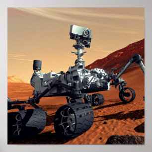 Poster Vue d'artiste du rover de la NASA Mars Curiosity