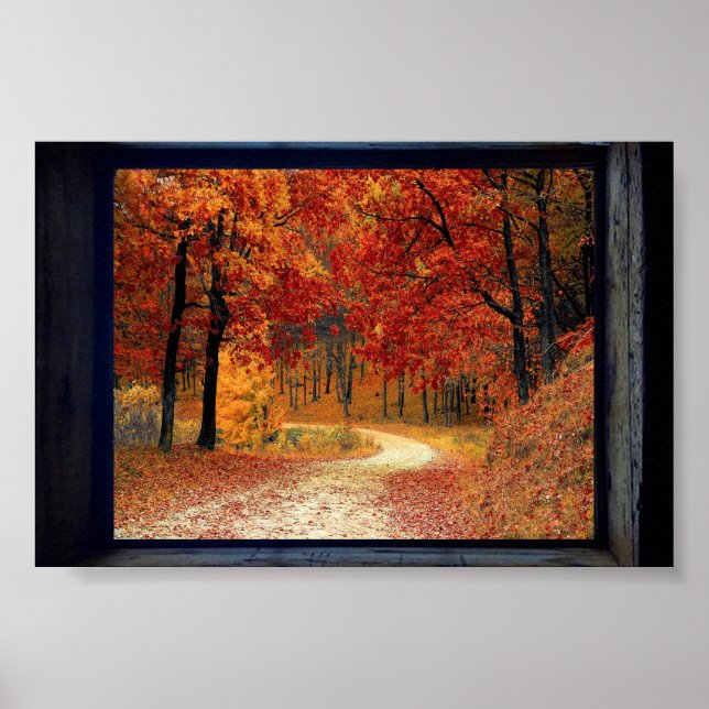 Poster Vue d'automne encadrée (Devant)