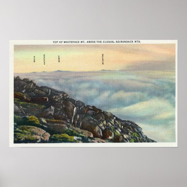 Poster Vue d'autres Mts Adirondack au-dessus des Nuages (Devant)
