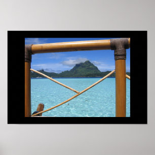 Poster Vue de balustrade de pavillon de Bora Bora Tahiti