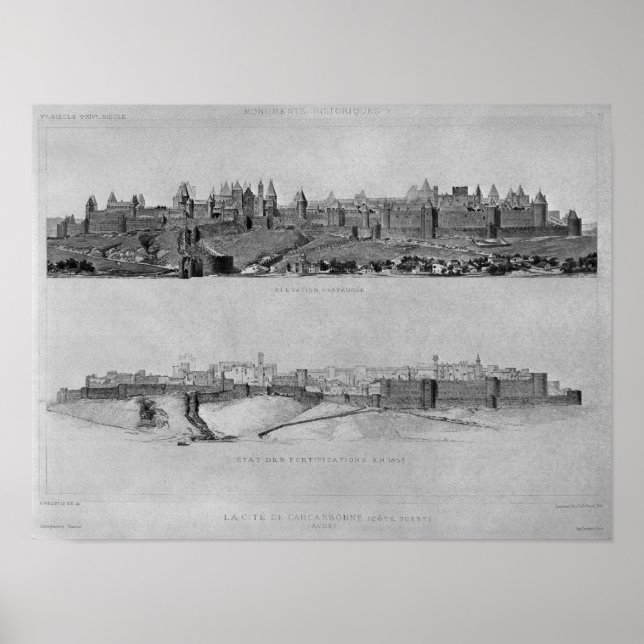 Poster Vue de Carcassonne du côté ouest (Devant)