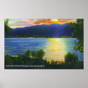 Poster Vue de coucher du soleil de montagne de