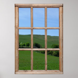 Poster Vue de Green Hill depuis une fenêtre