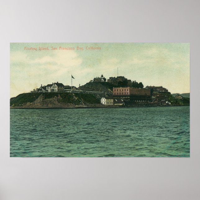 Poster Vue de la baie des îles Alcatraz et de la prison (Devant)