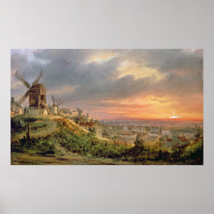 Poster Vue de la butte Montmartre, c.1830