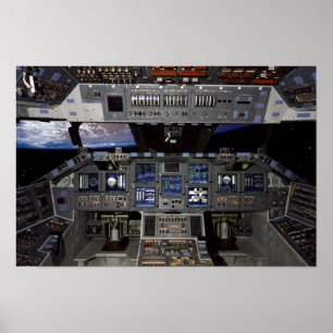 Poster Vue de la fenêtre du cockpit de la navette spatial