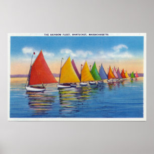 Poster Vue de la flotte de voilier d'arc-en-ciel