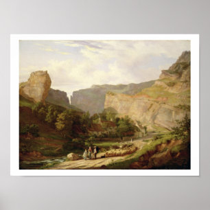 Poster Vue de la gorge du Cheddar (huile sur toile)