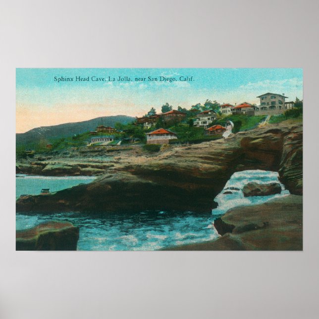 Poster Vue de la grotte Sphinx HeadLa Jolla, CA (Devant)