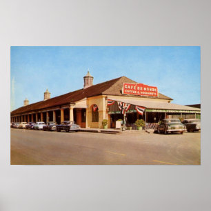 Poster vue de la Nouvelle-Orléans des années 1950 de Café
