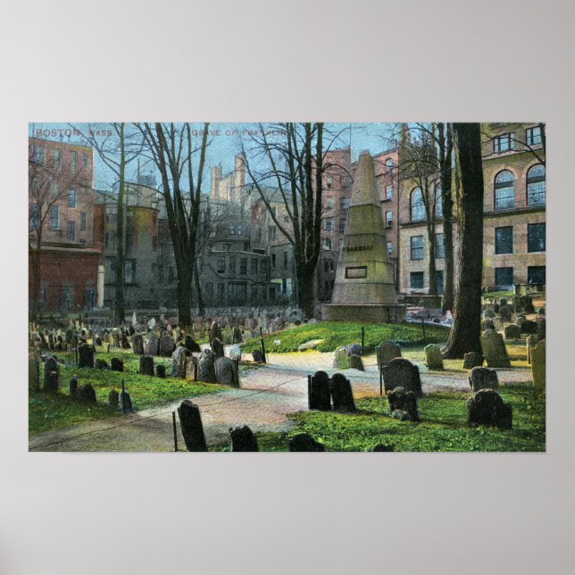 Poster Vue de la pierre tombale de Ben Franklin (Devant)