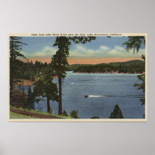 Poster Vue De La Route Du Lac Shore, Près Du Barrage