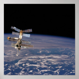 Poster Vue de la station spatiale Mir de Shuttle Atlantis