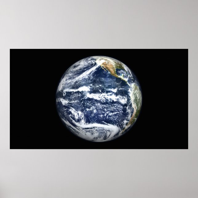 Poster Vue de la Terre entière centrée sur l'océan Pacifi (Devant)