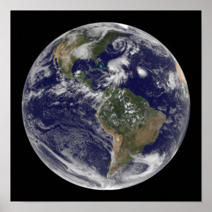 Poster Vue de la Terre entière et de quatre systèmes de t