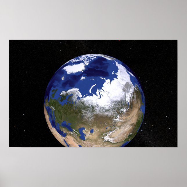 Poster Vue de la Terre montrant la région arctique (Devant)