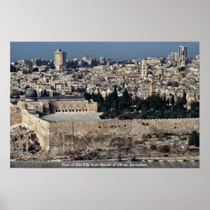 Poster Vue de la Vieille Ville du Mont des Oliviers, Jéru