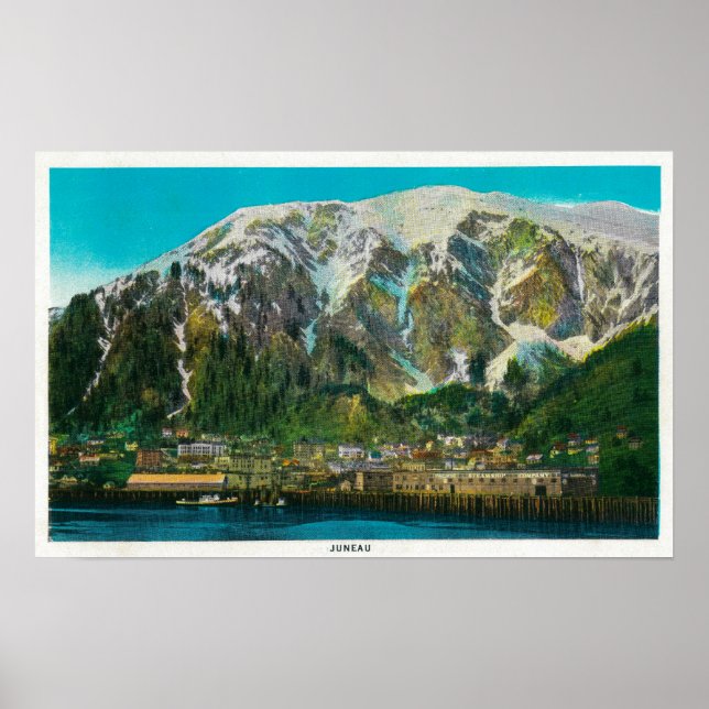 Poster Vue de la ville de Juneau, AlaskaJuneau, AK (Devant)
