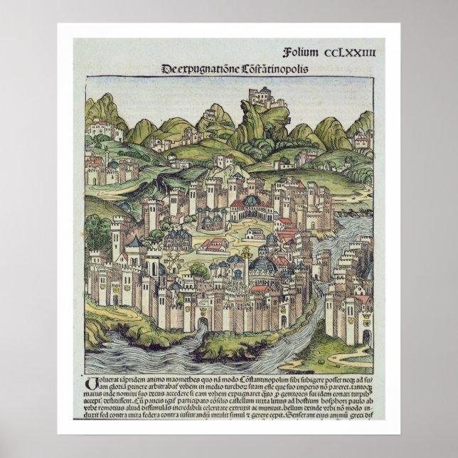 Poster Vue de la ville fortifiée de Constantinople, depui (Devant)