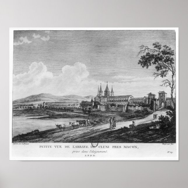 Poster Vue de l'abbaye de Cluny (Devant)